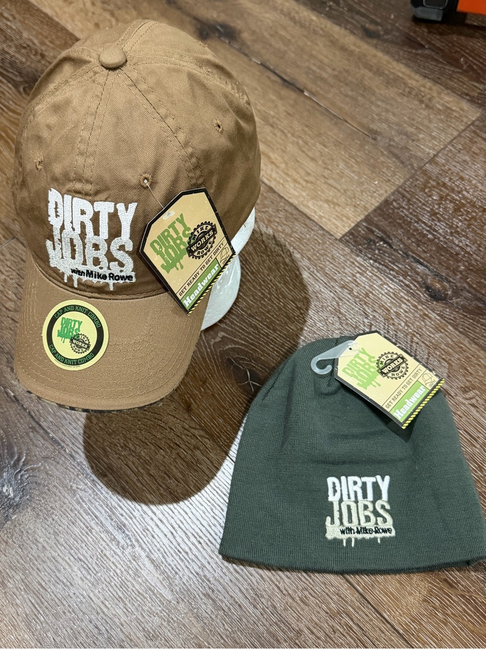 NWT dirty jobs with Mike Rowe hat & Green Beanie 2 total